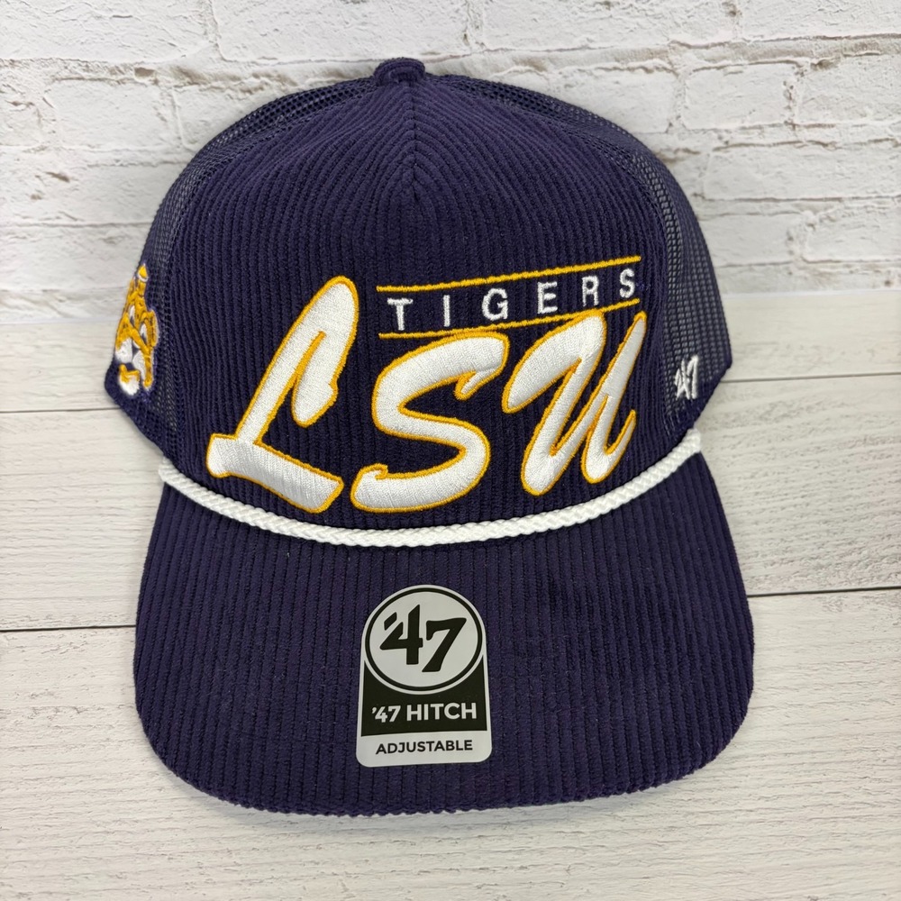 '47 Brand LSU Tigers Vintage Corduroy Hitch Snapback Trucker Hat Cap Purple NEW